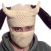 Hat Soft Halloween Funny Horns  Creative Knitted Hat Beanies Warm Full Face Cover Ski Mask Hat Windproof Balaclava Hat for Outdoor Sport
