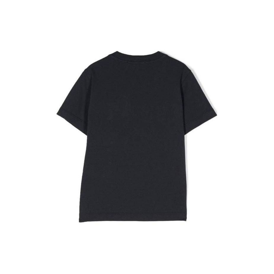 STONE ISLAND Однотонная футболка с карманом, круглым вырезом и коротким рукавом, детские топы, черный 781620247-V0020