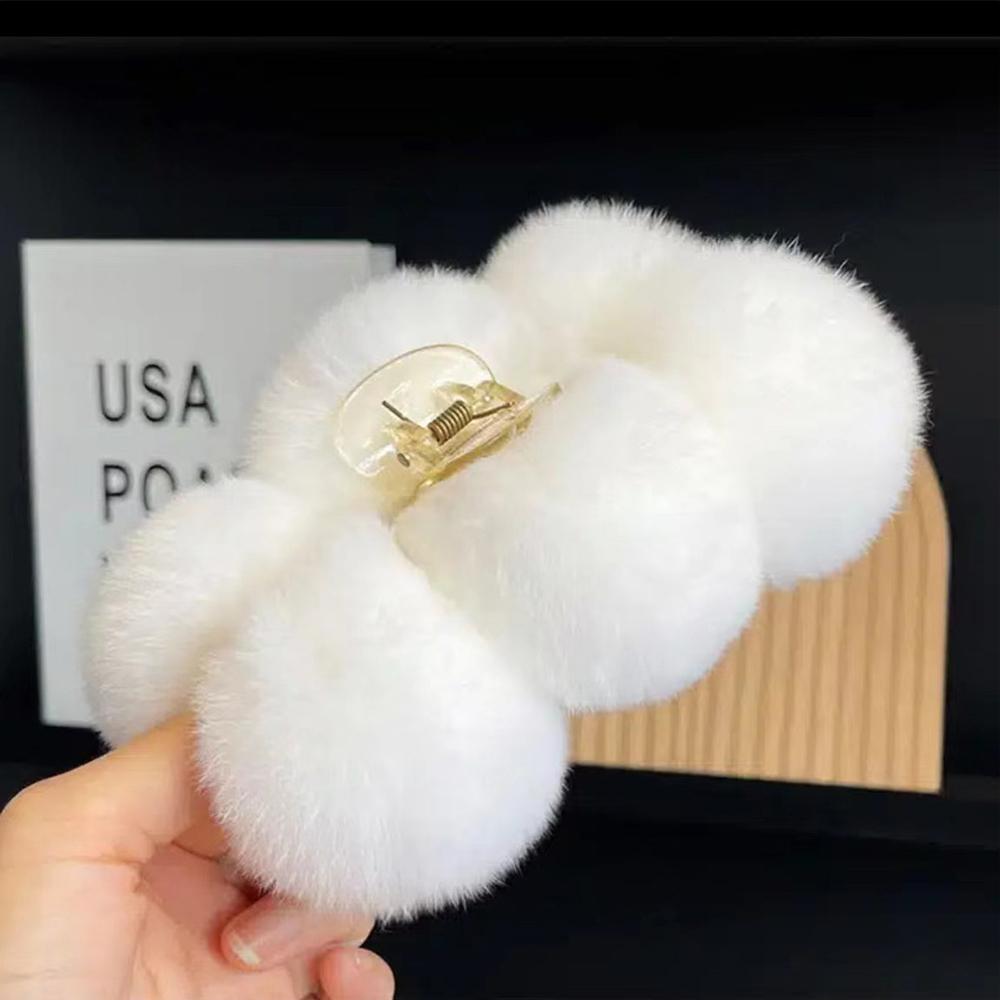 Зимний темпераментный кроличий волос, коготь для волос, шар для волос, большой плюшевый захват для волос на затылке, заколка в виде акулы, головной убор