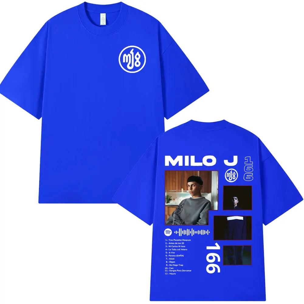 Футболка с графическим принтом альбома рэпера Milo J 166 Мужская Женская Модная Хип-хоп Футболка Хлопковая Оверсайз С коротким рукавом Топы Уличная одежда