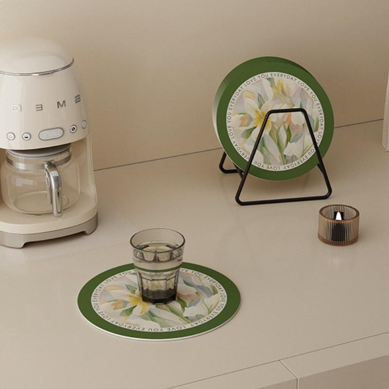 1PCS Round Rubber Placemats Heat Insulation Drink Coaster Anti Slip Pot Mat Reusable Hot Pad Kitchen Tableware Pads Accessories