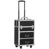 Makeup Trolley, 2-Key Lock, Wheels, 36x23x52 cm, Black