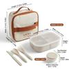 Cute Plastic Divided Lunch Box For Kids Students Portable Sealed Detachable 3 Grids Fruit Salad Food Container Microwave Safe