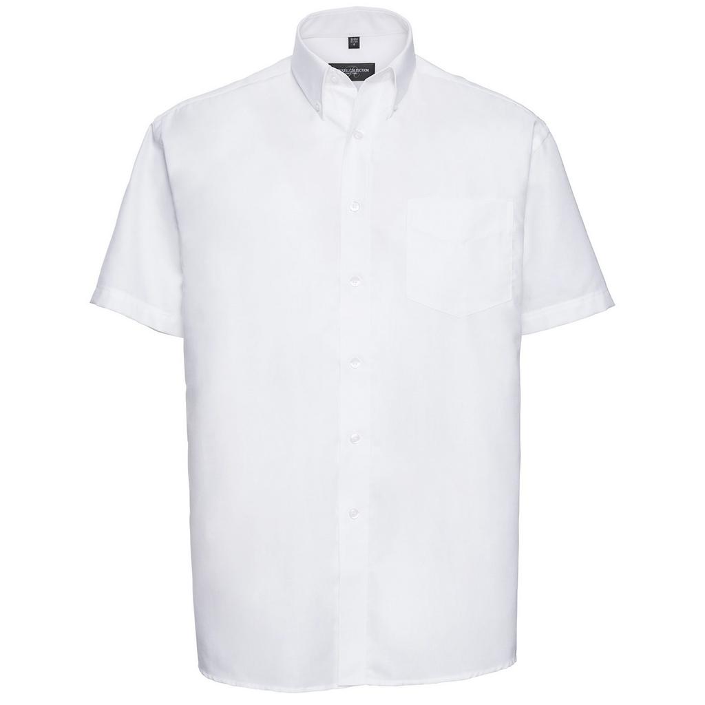 Russell Collection Мужская рубашка Oxford Easy-Care с короткими рукавами