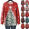Ladies' Christmas Printed Round Neck Long Sleeved T-shirt Sweatshirt Top