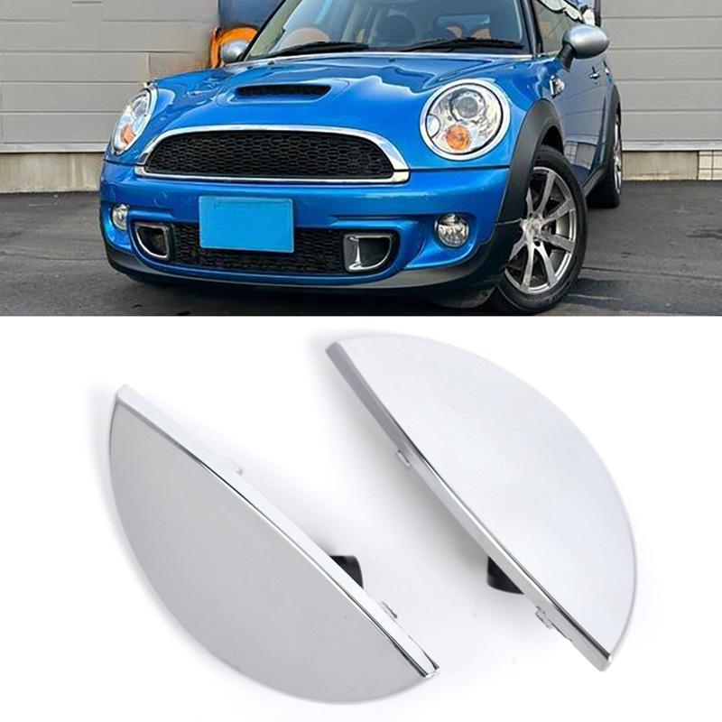 Chrome Headlight Washer Nozzle Cover Shell Caps Replacement for MINI Cooper R50 R52 R53 2001-2006 Front Left Right Bumper Headlamp Light Spray Cover