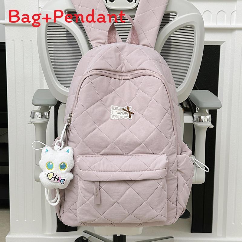 Nylon Quilted Backpack For Women With Butterfly Pattern And Lightweight Design For Daily Use
