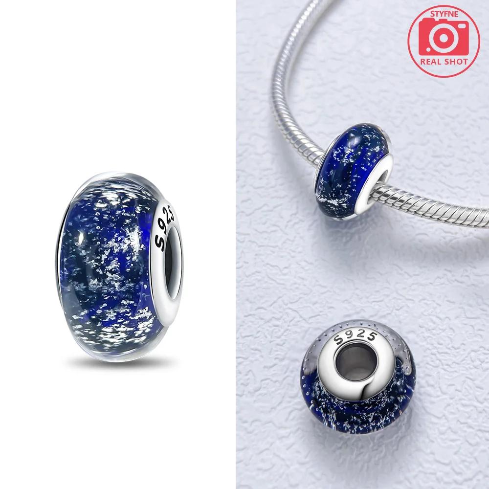925 Silver Bracelet Women DIY Gift Murano Jewelry with Flower Blue Star Green Turtle Glass Beads