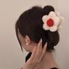 Sweet Flower Hair Clip Girl's Temperament Claw Clip New Plush High Ponytail Claw Clip Fashionable Hair Accessory