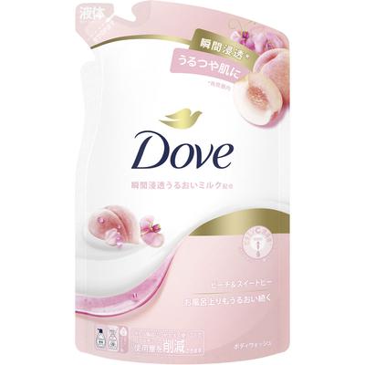 Dove Гель для душа с ароматом персика и душистого горошка, сменный блок, 330 г, универсальное применение (Голубь) Инструкция по применению мыла для тела]-Жидкий тип. <How to refill the bottle>- Н