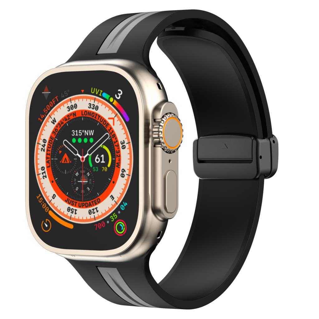 Магнитная застежка Ремешок Для Apple Watch Ultra 2 ремешок 49мм 44мм 40мм 45мм 41мм 38мм Силиконовый Браслет iWatch серия 7 3 6 5 se 8 9