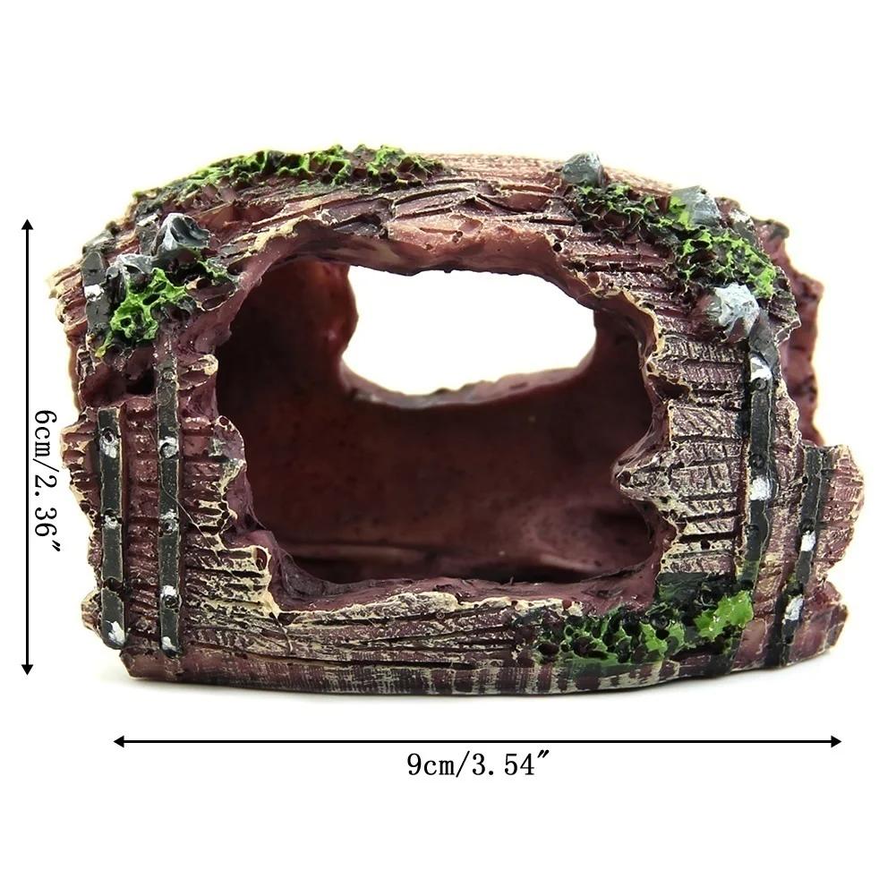 Aquarium Fish Tank Barrel Resin Broken Old Bucket with Moss Decoration Ornament Cave Landscaping Fish Tank Accessories