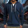 Темно-синяя 2025 Осень Зима Новая мужская толстовка с капюшоном на молнии с карманом для спорта и активного отдыха Крутая повседневная одежда Толстовки с капюшоном Свитшоты