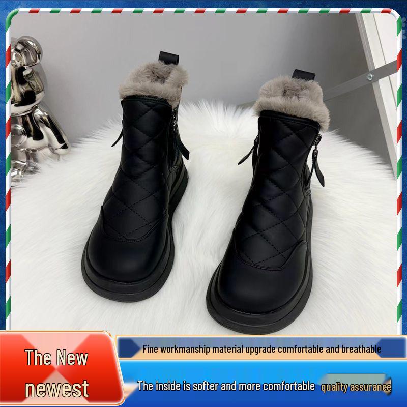 Women's Winter Fleece-Lined Snow Boots: Warm, Non-Slip, Versatile, Flat Ankle Boots.