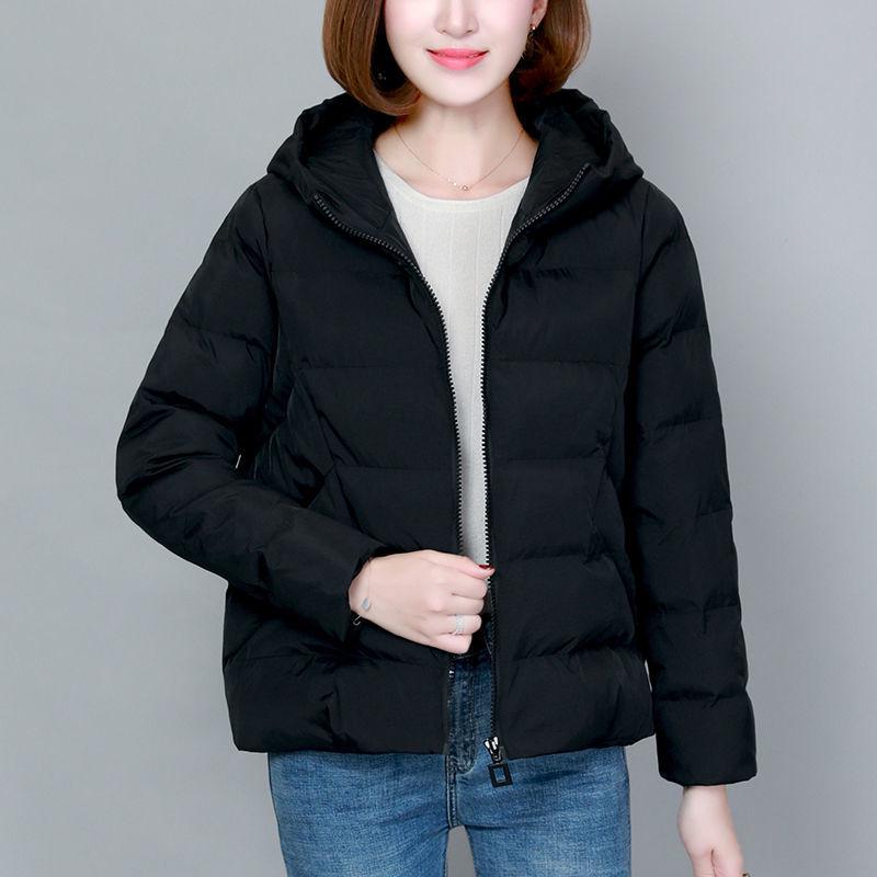 Solid Hooded Parka Coat Women Short Cotton-padded Coats Winter  Oversize Parka Jacket Thick Cotton Jacket Outwear