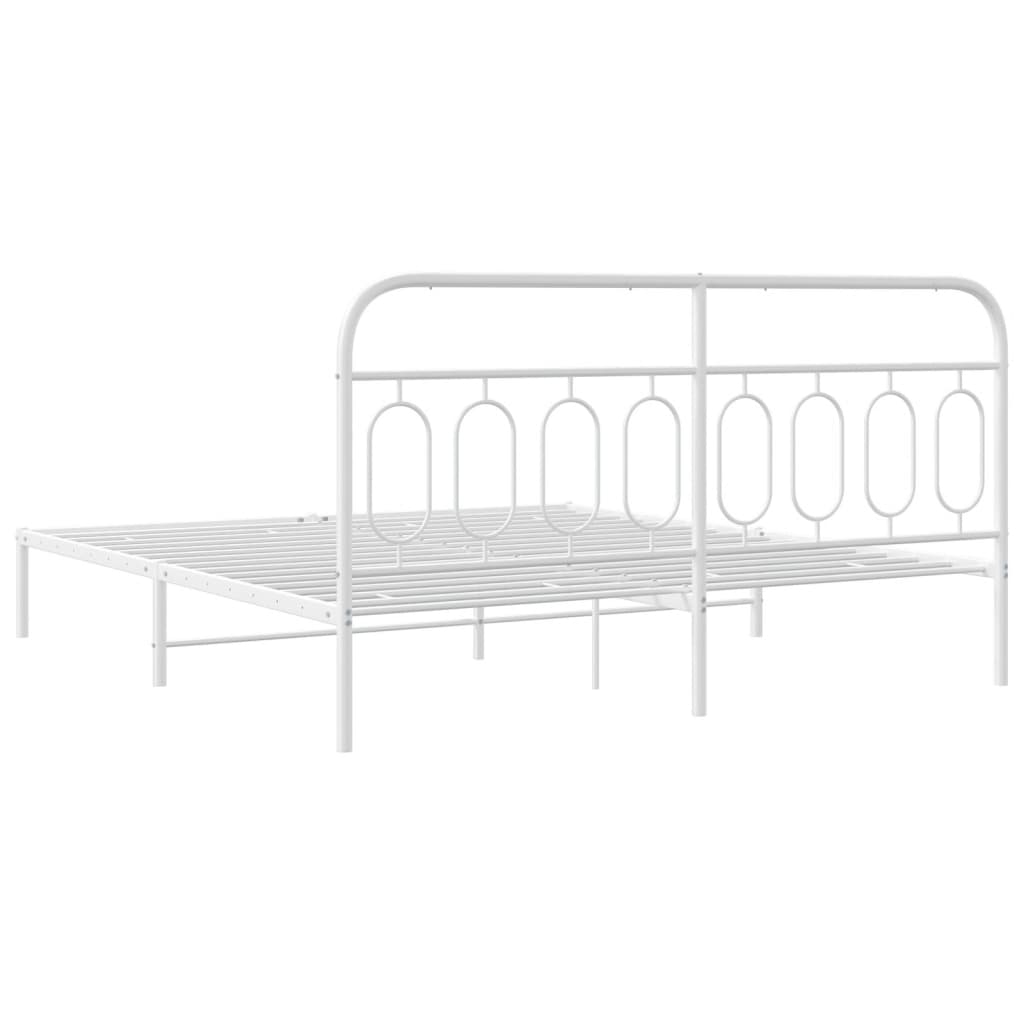 Vidaxl Металлическая Рама Кровати С Изголовьем, Белая, 193X203 См