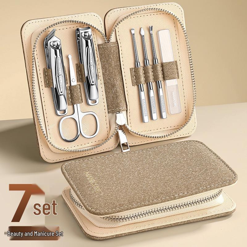 High-Grade 7-Piece Stainless Steel Nail Clipper & Manicure Tool Set with Ear Pick & Nail Scissors