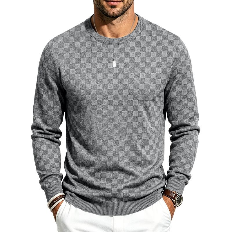 Men S Loose Casual Jacquard Texture Crew Neck Long Sleeve Sweatshirt