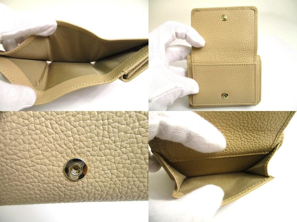 Authentic Jimmy Choo Metal Stars Beige Leather Trifold Wallet Compact Wallet NEMO #a639  Refurbished