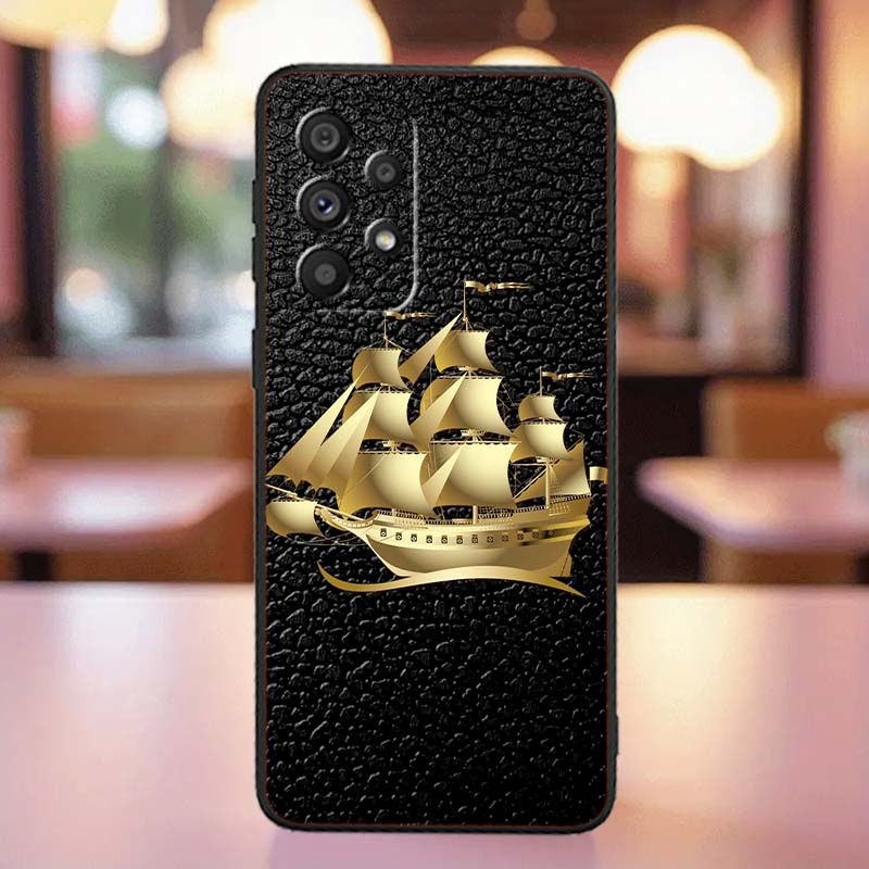 Винтажная иллюстрация компаса Чехол Для Samsung A41 A35 A34 A33 A32 A25 A24 A23 A21s A06 A05 A04 A03 Note 10 20 Ultra 5G Черный