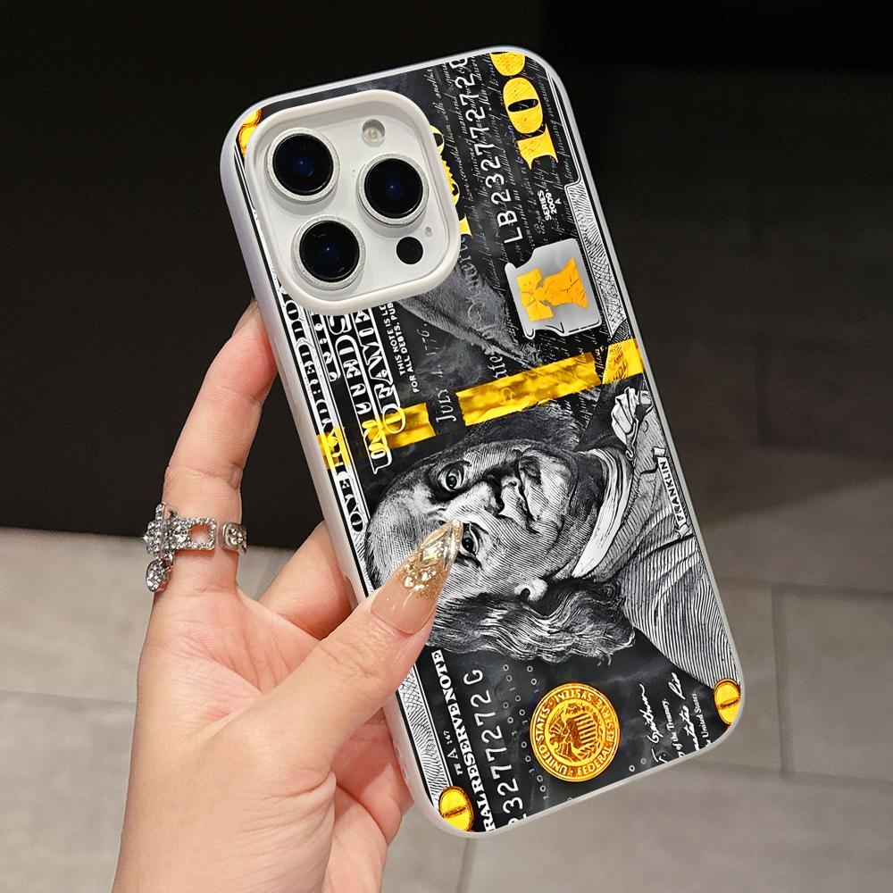 USD Доллар Желе Двойной слой Белый Чехол для Мобильного Телефона для iPhone 17 16 15 14 13 12 11 Air Pro Max Plus Защитный