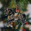 Horse Lover Holiday Decor Christmas Ornaments Glitter Rhinestone Tree Hanging Ornament 2D Flat Acrylic Car Rear View Mirror Charm for Home Realistic