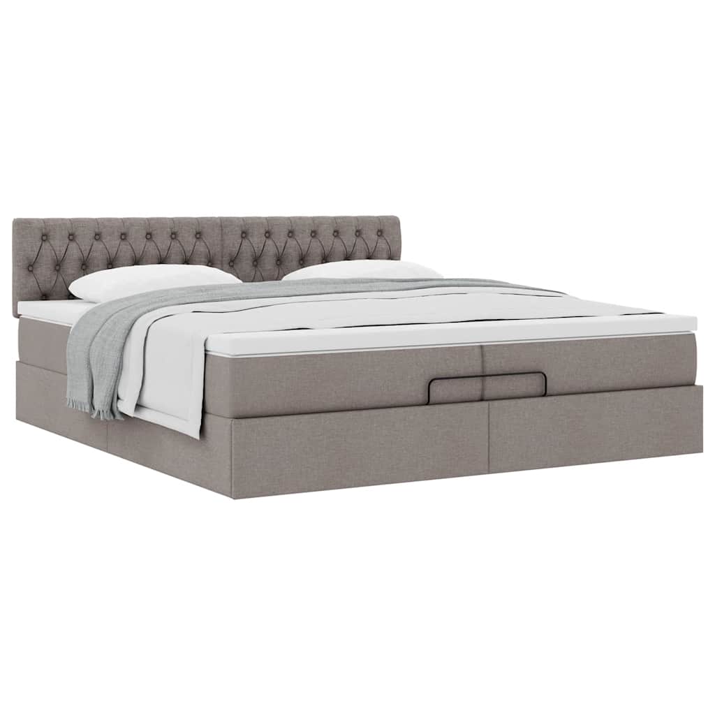 Ottoman Bed with Mattress Taupe 200x200 cm Fabric