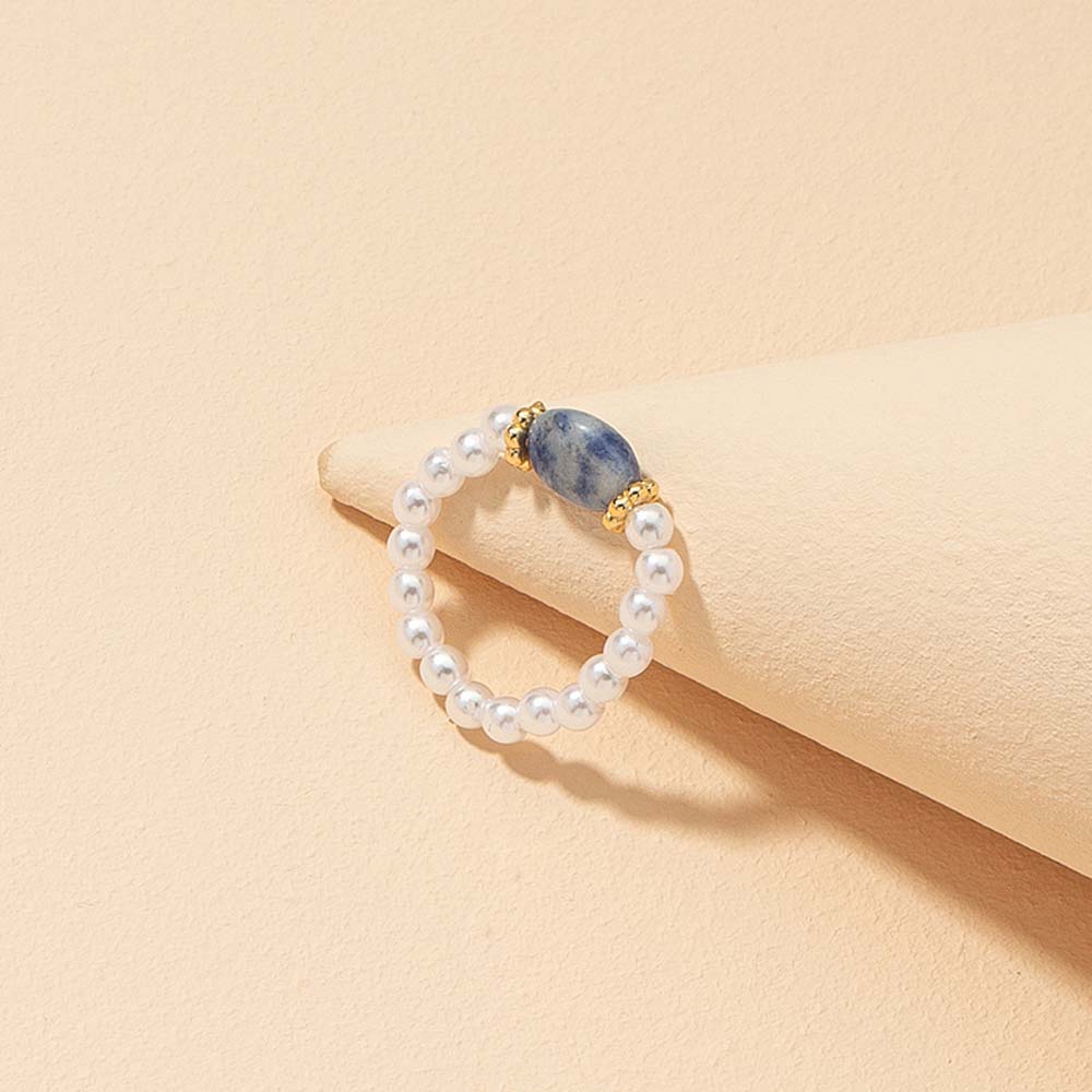 Sweet Personality Korean Retro Girls Pearl Ring Finger Rings Natural Stone Fashion Jewelry