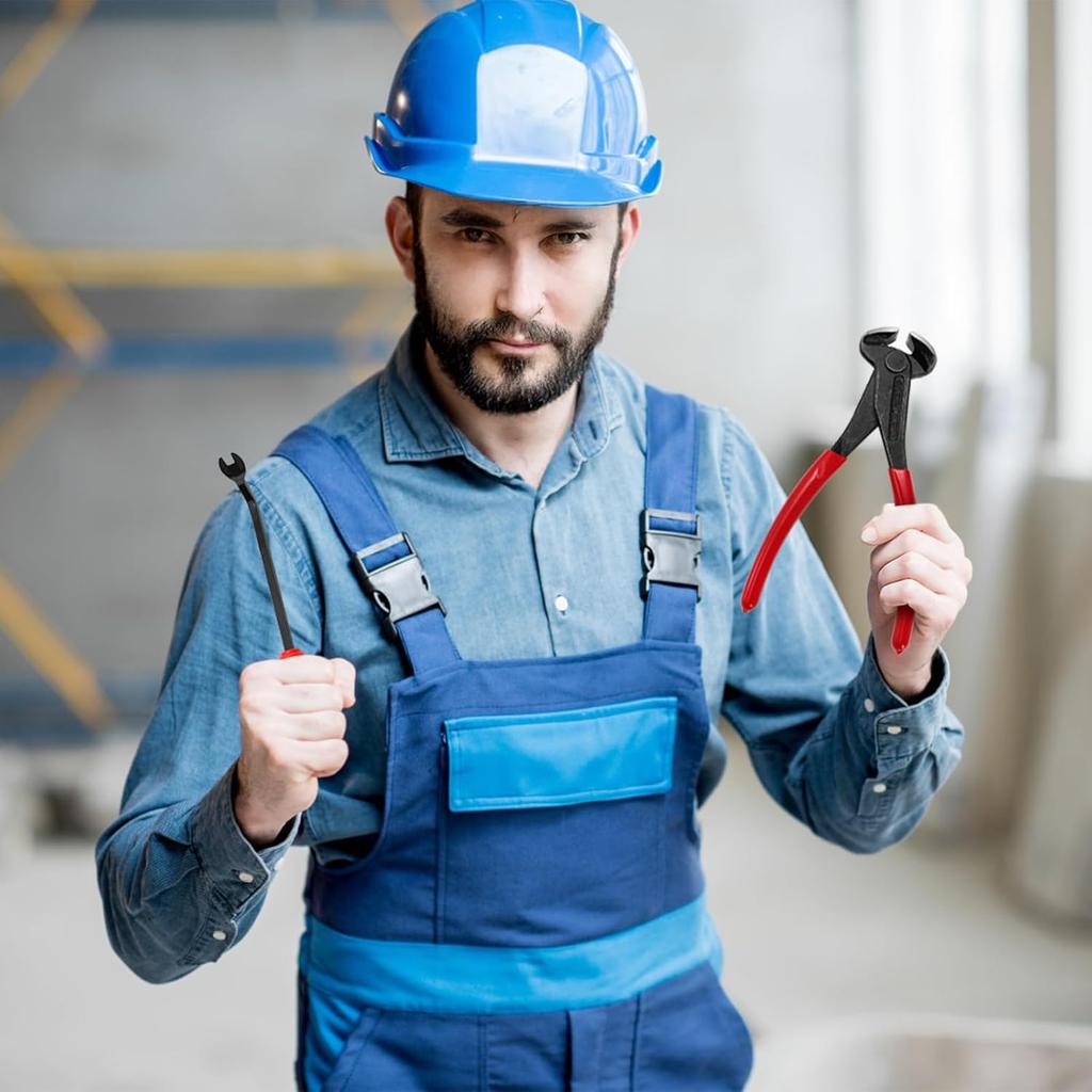 Hiceeden 4 Pcs Carpet Staple Remover Tools, Heavy Duty Staple Puller with End Cutting Plier, Nail Puller Tack Lifter Tool for Removing Staples on