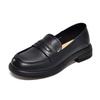 Round Head Small Leather Shoes Women's 2024 Spring Special Large Size Black First Layer Cowhide Basic Foot Loafers Are Specially Supplied by the Entit
