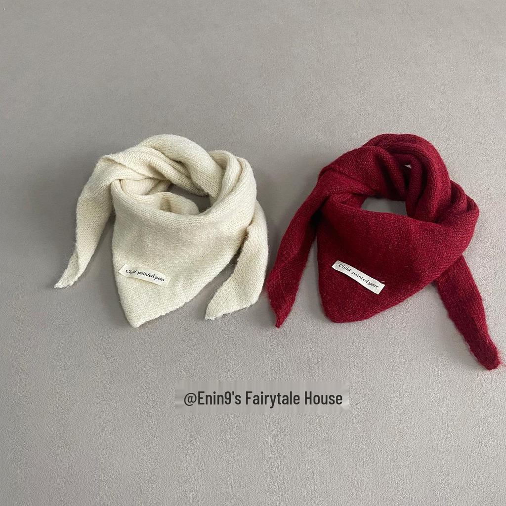 Унисекс Вязаный Шерстяной Шарф для Детей - Теплый, Ветрозащитный, Дизайн в виде Перекрещенного Треугольника для Осени и Зимы