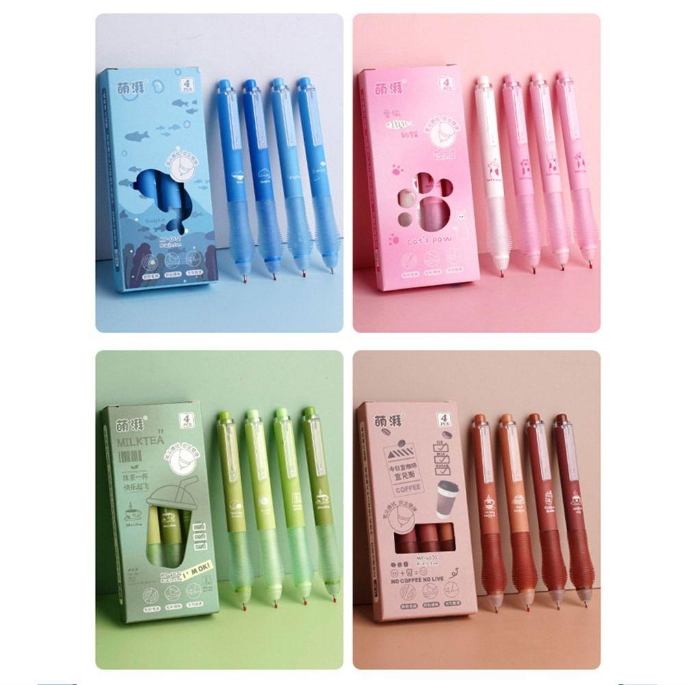 4PCS/Set 0.5mm Blue/Black Ink Erasable Pen Press Type Ballpoint Pen Creative Gel Pen  Student
