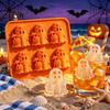 Food Grade Silicone Ice Tray Ghost Cube Mold, 6 Cavity Tray, 3D Decorative Cocktail Shape Flexible Maker, for Halloween Whisky Cocktails Large Maker