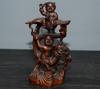 China Natural Boxwood Carved Exquisite Dragon Phoenix Children Statue Home Decor