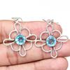 Swiss Blue Quartz Gemstone Gift For Her Silver Jewelry Earrings 1.5''