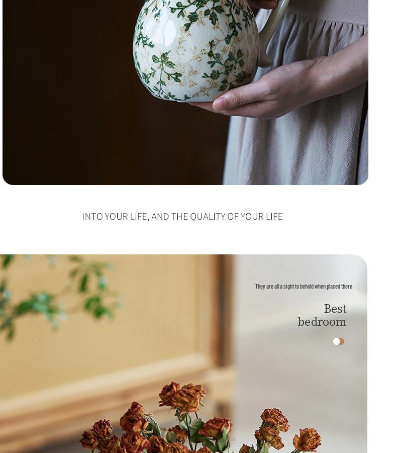 Американская Country Керамический Молочник-Ваза с Глазурью Кракелюр - Пасторальный Фэн-шуй Цветочная Композиция Ретро Декор