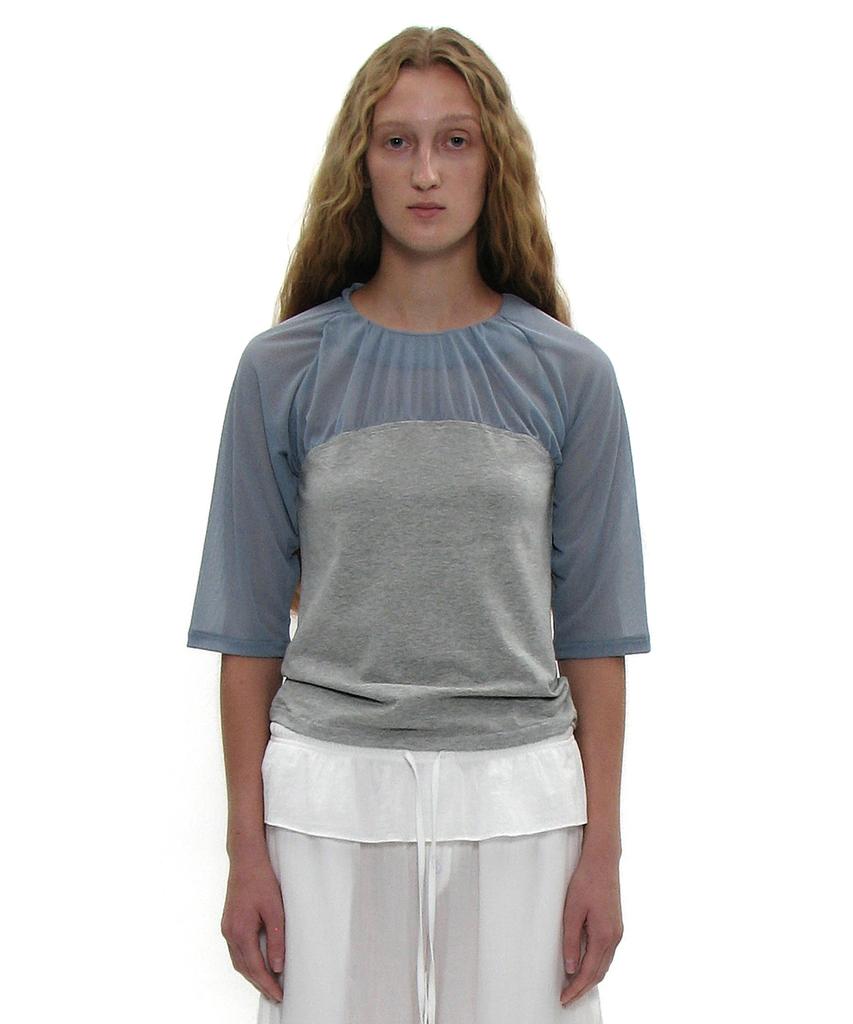 PARTIMENTO WOMEN Shirred Bustier Combination Top_Melange
