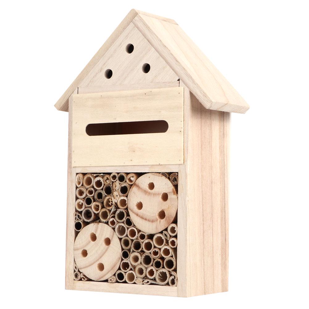 Garden Outdoor Wooden Insect Bee House Wood Bug Room Shelter Nesting Box Decoration