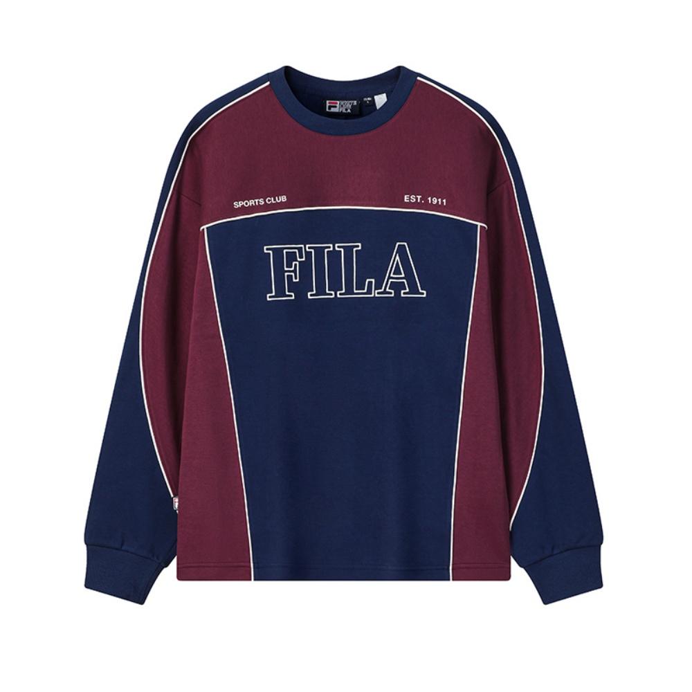 Fila Оригинальный Модный Тренд Классический Ретро Спортивный Повседневный Удобный Мягкий Свитшот с Круглым Вырезом Свободный Свитшот Мужской свитшот Темно-Синий F11M619222FNV