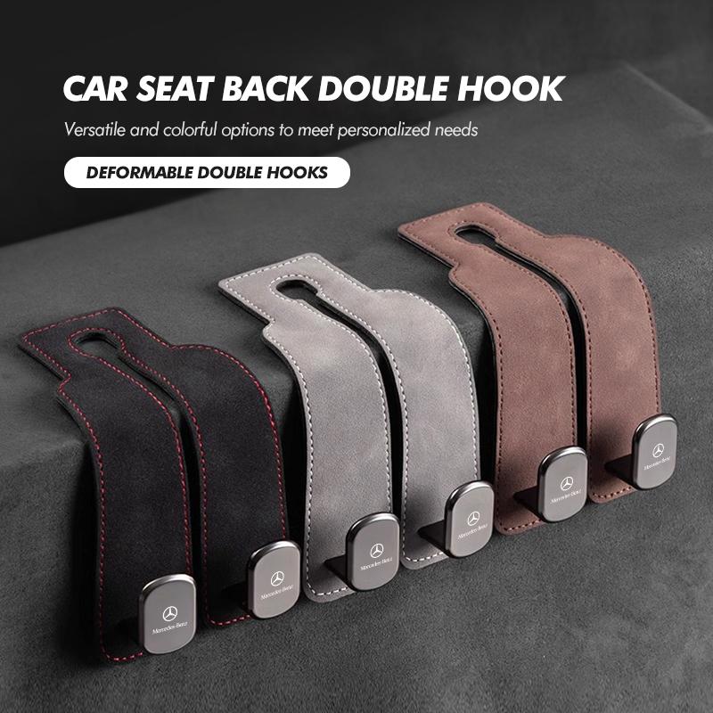 D1-Suede Car Rear Front Seat Storage Bag Suede Double Head Hook For Benz AMG A C E S G Class W201 W210 W108 W204 W205 W203