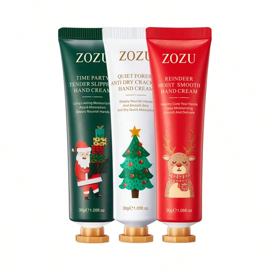 3 шт. Рождественский подарочный набор кремов для рук Увлажняющий Защищающий от растрескивания Минимизирует сухость Мелкие морщинки Гладкий Нежный Питает руки Женщинам Маме Жене Сестре