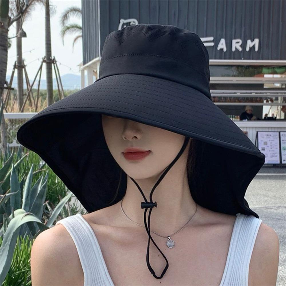 Wide Brim Shawl Fisherman Hat Anti UV Bucket Hat Fashion Panama Cap Outdoor Sports