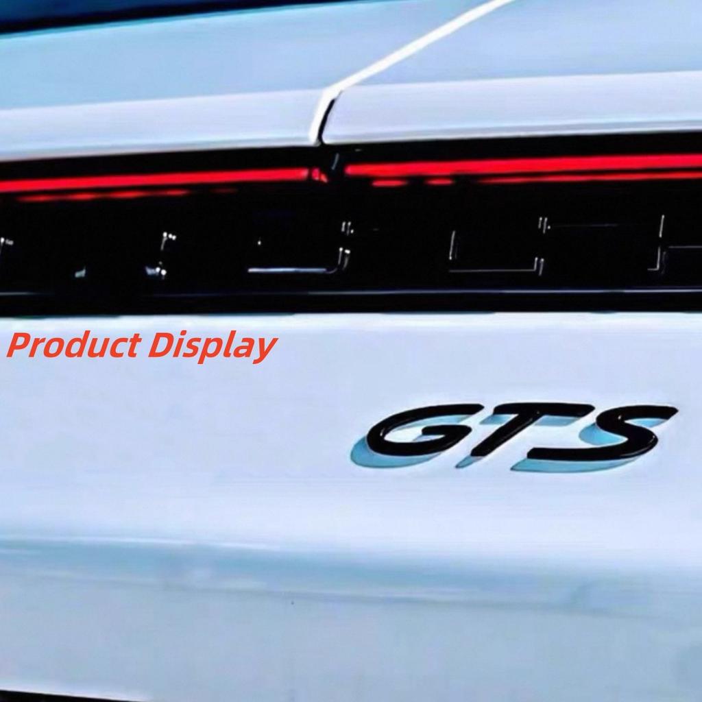 BJT1 1pcs Metal GTS Letter Sticker Car Rear Emblem Fender Side Rear Tail Trunk Badge Sticker Styling Accessories For 911 718 928 901