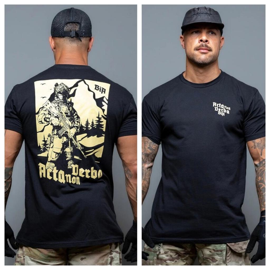 Brothers in Arms Acta Non Verba Military Tactics TShirt Cotton Graphic Tee Unisex Unisex Summer Streetwear