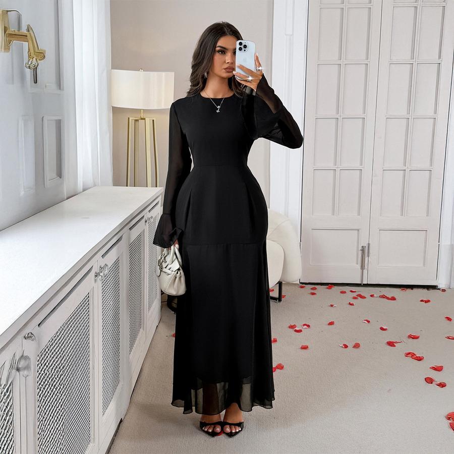 Элегантное платье-макси бодикон с длинным рукавом и пуговицей в виде ветра для женщин Осень/Зима