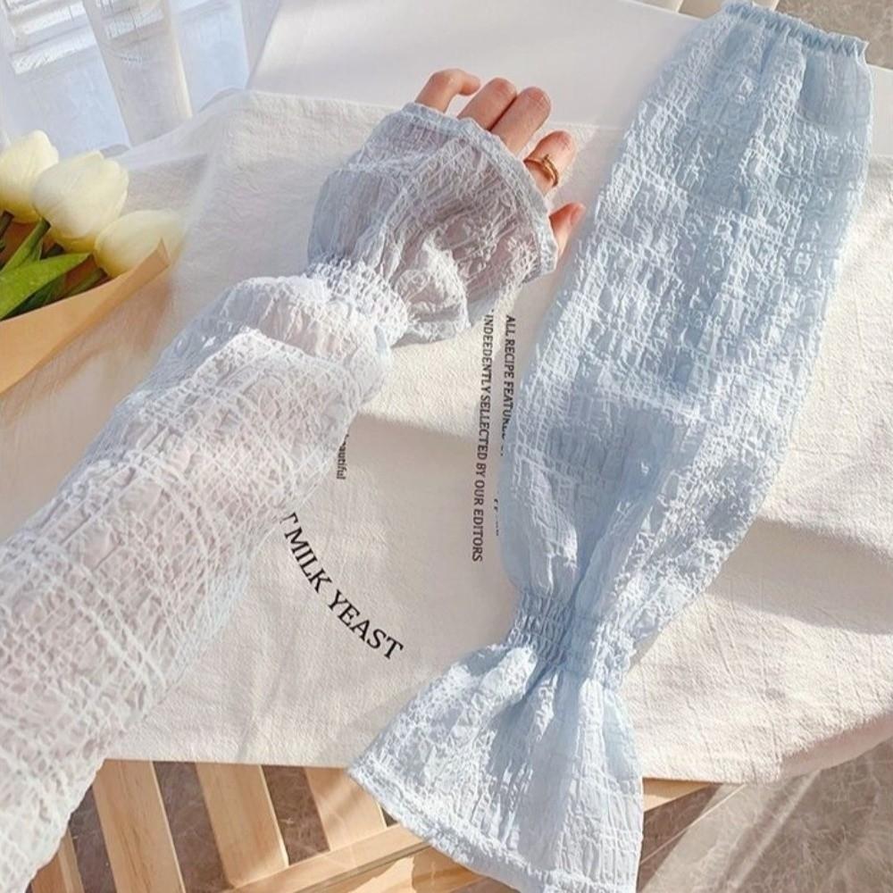Anti-UV Arm Sleeve Solid Color Fingerless Gloves Fashion Sun Protection Sleeves Driving