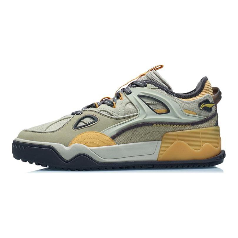 Li Ning CF FlashStar Удобные Нескользящие Амортизирующие Низкие Скейтборд-Кроссовки Мужские Желто-Серые AGCR289-4