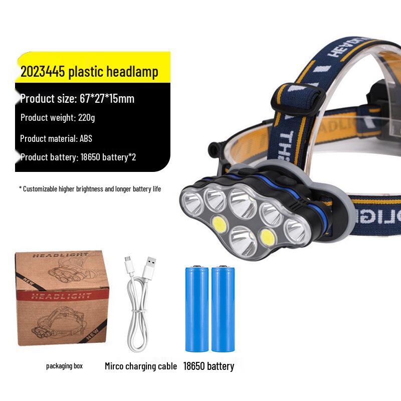 Светодиодный лазерный фонарь с двумя режимами света, перезаряжаемый налобный фонарь - Суперяркий, длительное время работы от аккумулятора, идеально подходит для ночной рыбалки