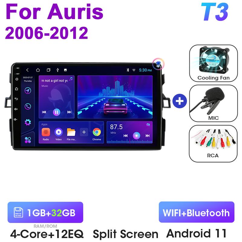Android 12 Автомобильное радио для Toyota Auris E150 2006 -2012 GPS Carplay Auto 2 Din DVD Stereo интеллектуальные системы Smart Autoradio