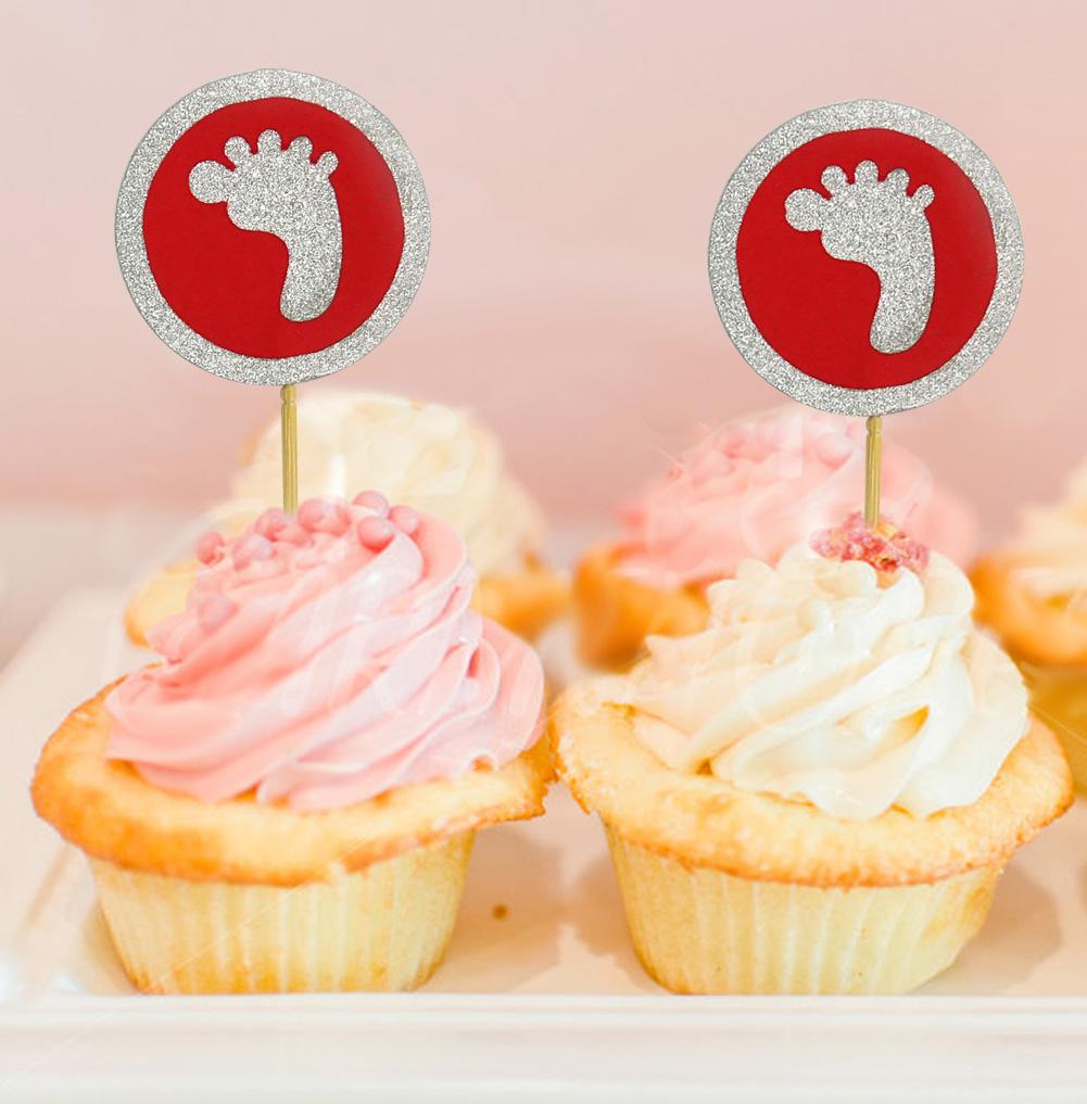 Дарлинг Сувенир| Блеск Baby Foot Baby Shower Toppers для капкейков | Десертные украшения - упаковка